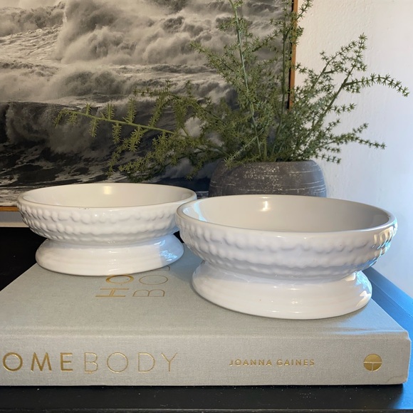 Set Of (2) Boots & Barkley By Target White Stoneware Footed Pet Bowls